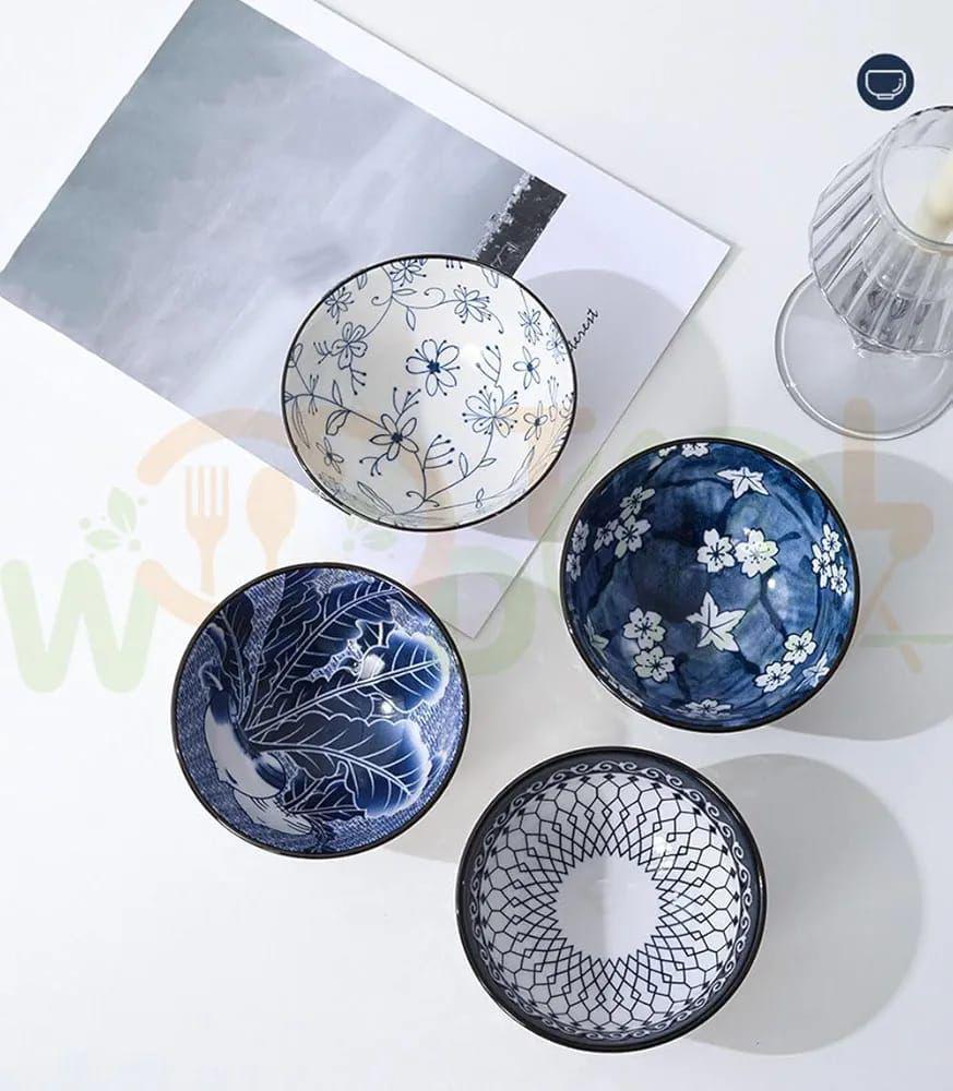 Japanese Style Ceramic Bowl Set of 4