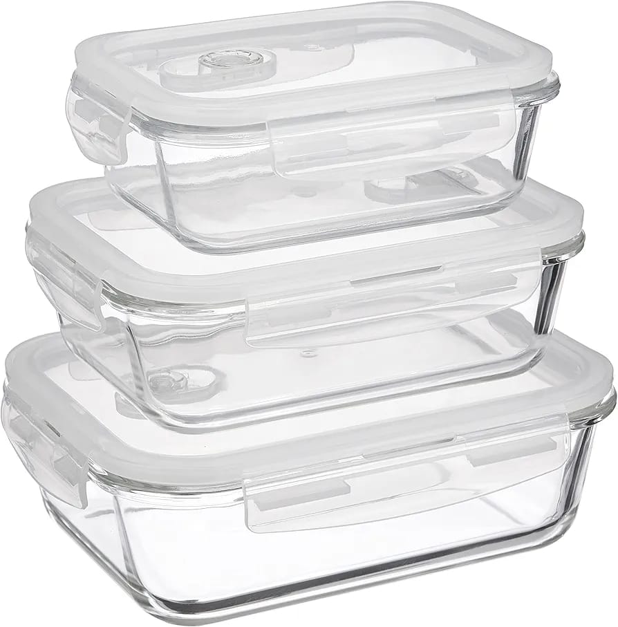 Diamonds 3pc Glass Storage -Rectangle