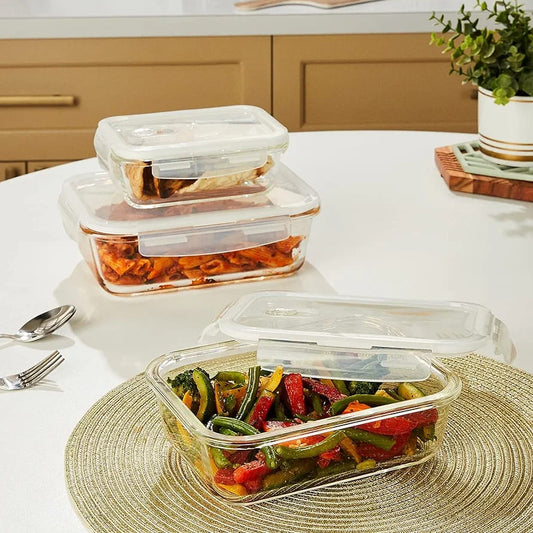 Diamonds 3pc Glass Storage -Rectangle
